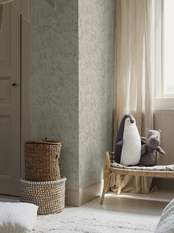 Borastapeter Wallpaper - Forest Friends Beige