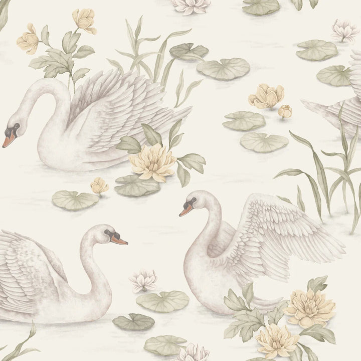 Borastapeter Wallpaper - Lily Swan White