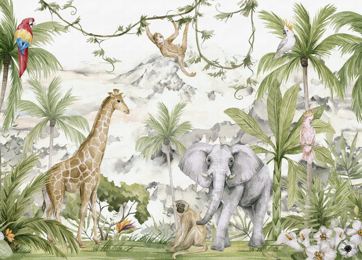 Benutzerdefiniertes Wandbild für Kinder - Dschungelfreunde