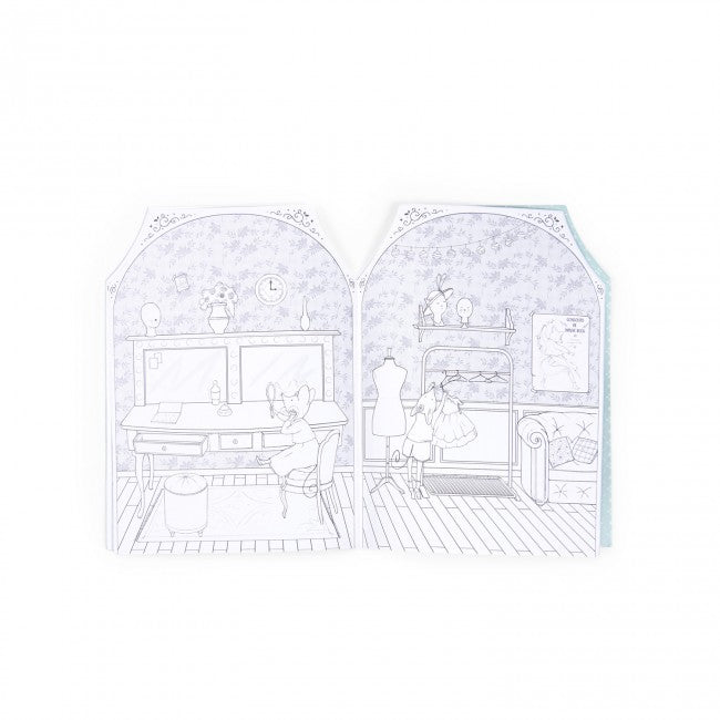 Moulin Roty Petite Ecole de Danse Malbuch + 170 Aufkleber