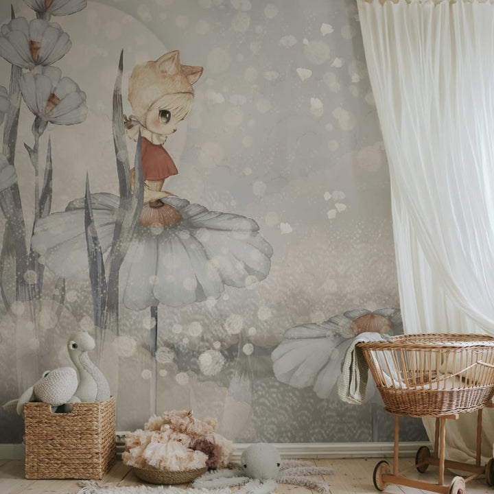 Kids Custom Wall Mural - Bloomy Fields Of Marion In Blue