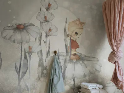 Kids Custom Wall Mural - Bloomy Fields Of Marion In Blue