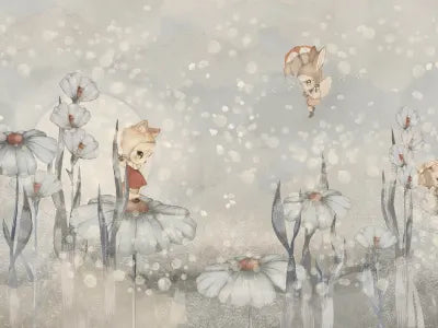 Kids Custom Wall Mural - Bloomy Fields Of Marion In Blue