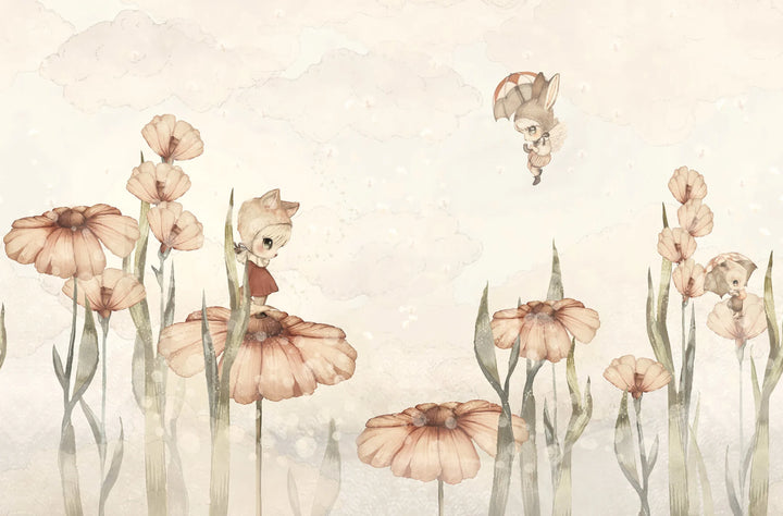 Benutzerdefinierte Wandbild für Kinder - Bloomy Fields Of Marion Off White