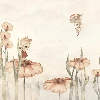 Benutzerdefinierte Wandbild für Kinder - Bloomy Fields Of Marion Off White