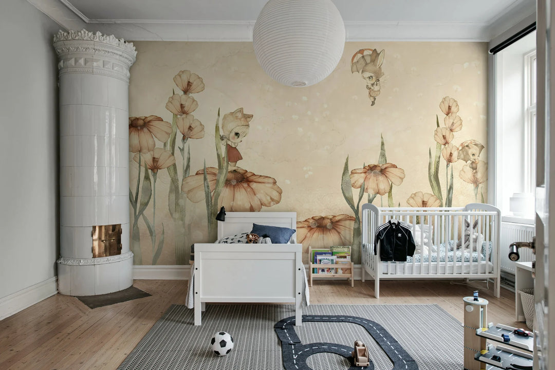 Kids Custom Wall Mural - Bloomy Fields Of Marion In Pink