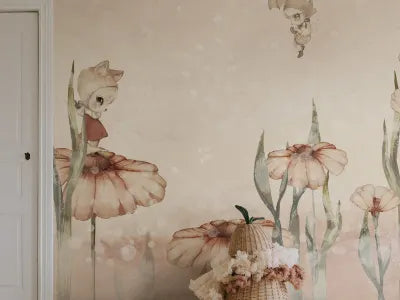 Kids Custom Wall Mural - Bloomy Fields Of Marion In Pink