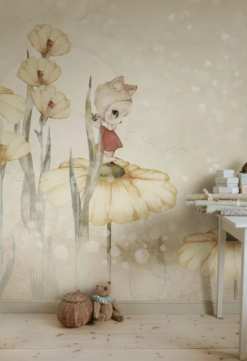 Kids Custom Wall Mural - Bloomy Fields Of Marion Warm Yellow