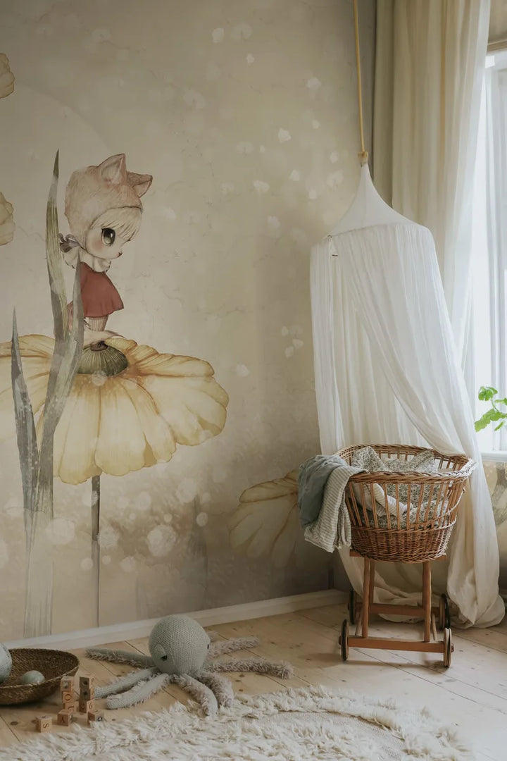 Kids Custom Wall Mural - Bloomy Fields Of Marion Warm Yellow