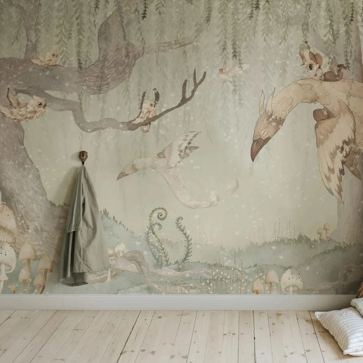 Benutzerdefinierte Wandbild für Kinder - Traum Wald Junge Grün