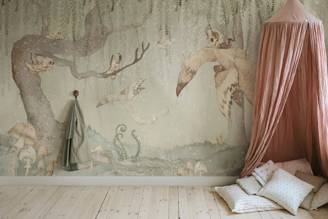 Benutzerdefinierte Wandbild für Kinder - Traum Wald Junge Grün