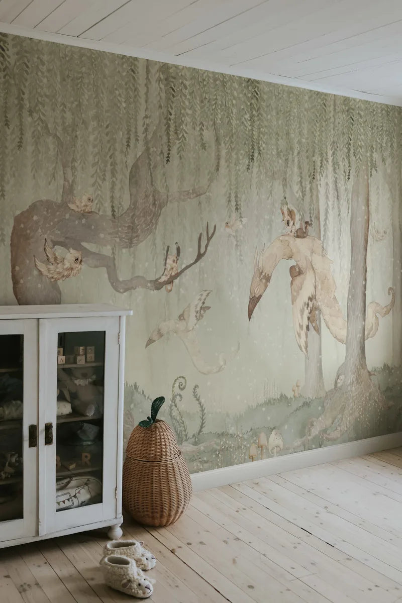 Benutzerdefinierte Wandbild für Kinder - Traum Wald Junge Grün