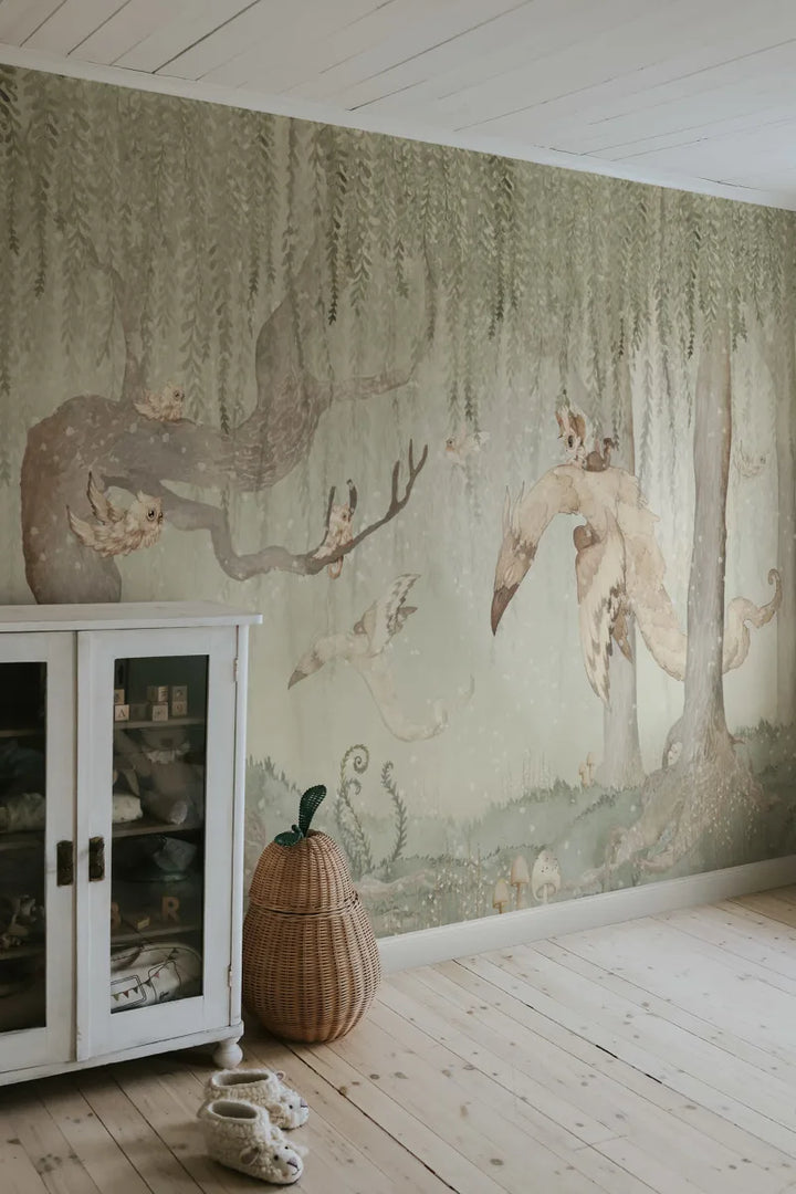 Benutzerdefinierte Wandbild für Kinder - Traum Wald Junge Grün