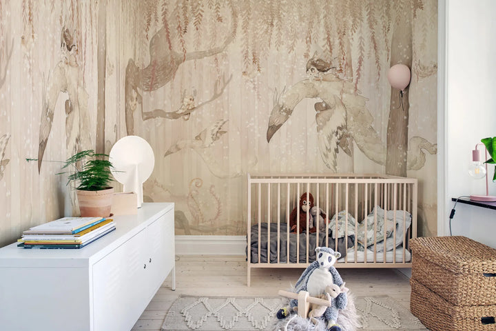 Benutzerdefinierte Wandbild für Kinder - Traumwald Mädchen Sandy Pink