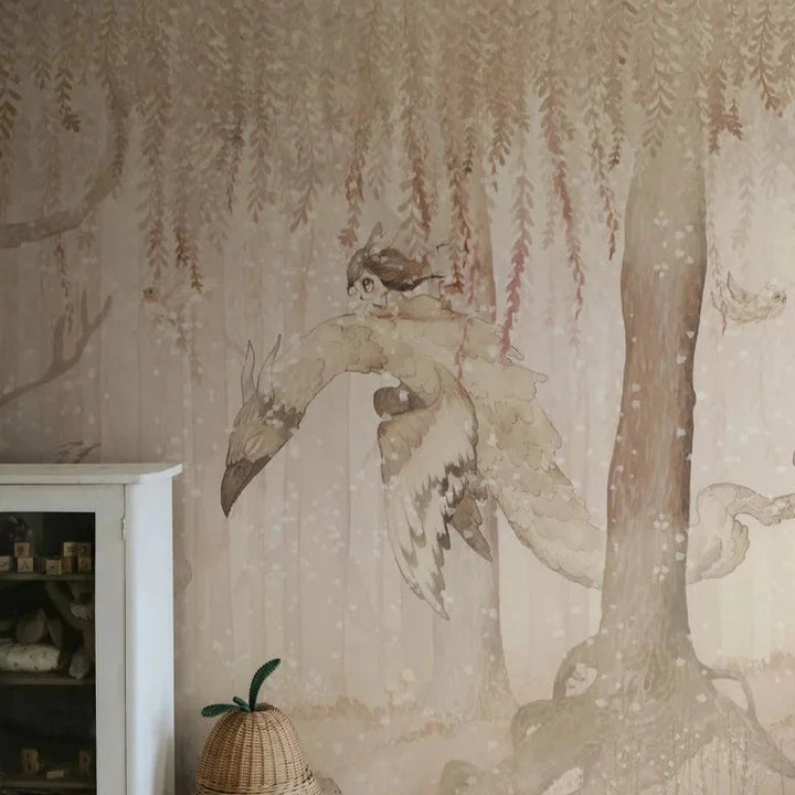 Benutzerdefinierte Wandbild für Kinder - Traumwald Mädchen Sandy Pink