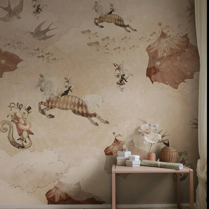 Benutzerdefinierte Wandbild für Kinder - Flying Circus Misty Pink