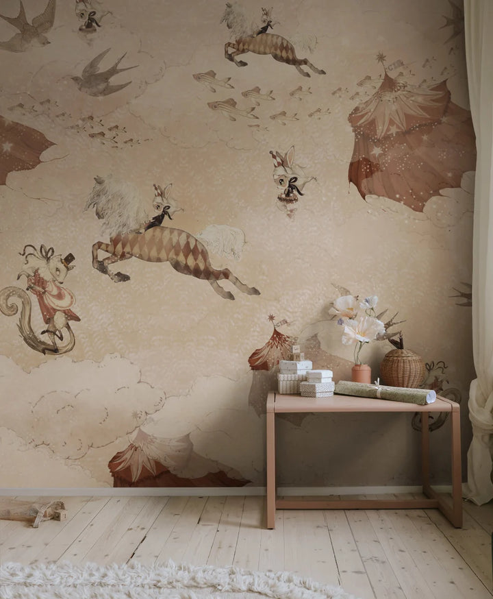 Benutzerdefinierte Wandbild für Kinder - Flying Circus Misty Pink