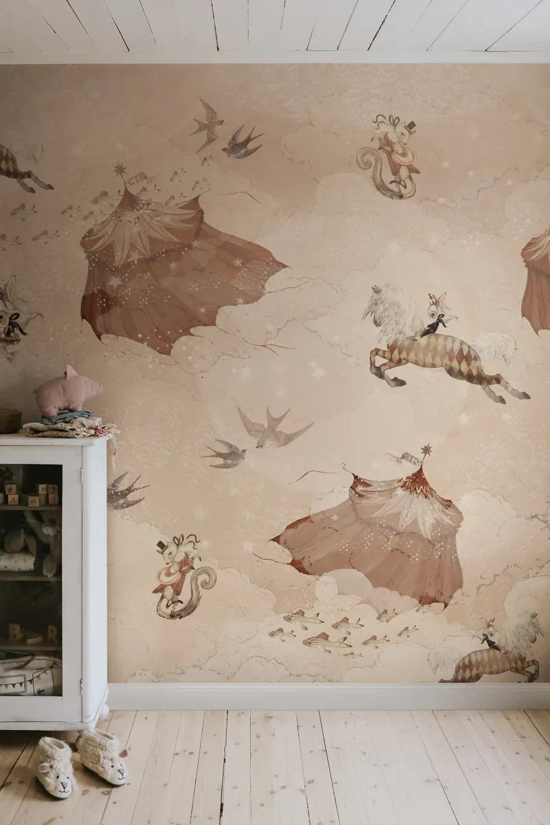 Benutzerdefinierte Wandbild für Kinder - Flying Circus Misty Pink