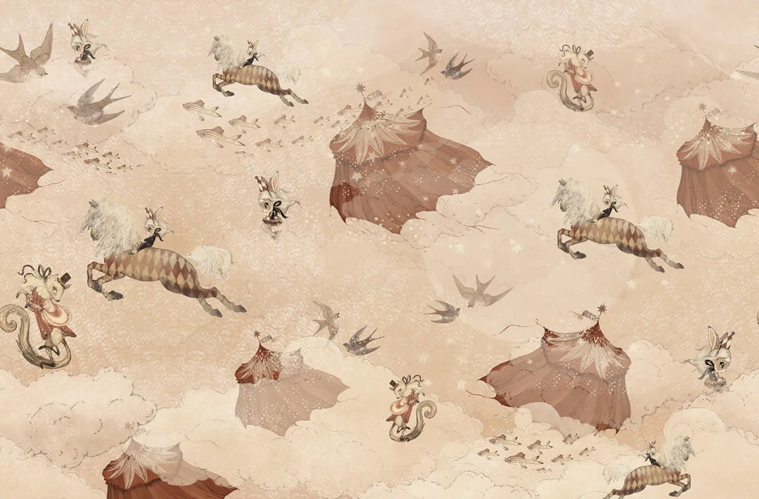 Benutzerdefinierte Wandbild für Kinder - Flying Circus Misty Pink