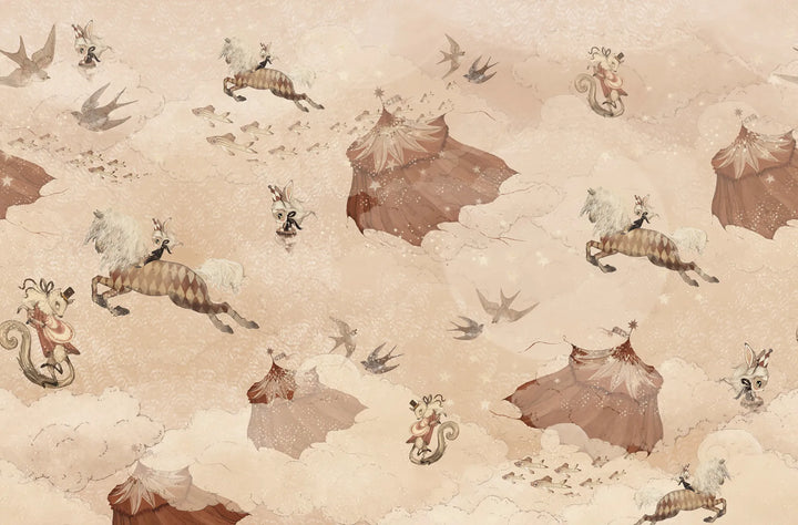 Benutzerdefinierte Wandbild für Kinder - Flying Circus Misty Pink