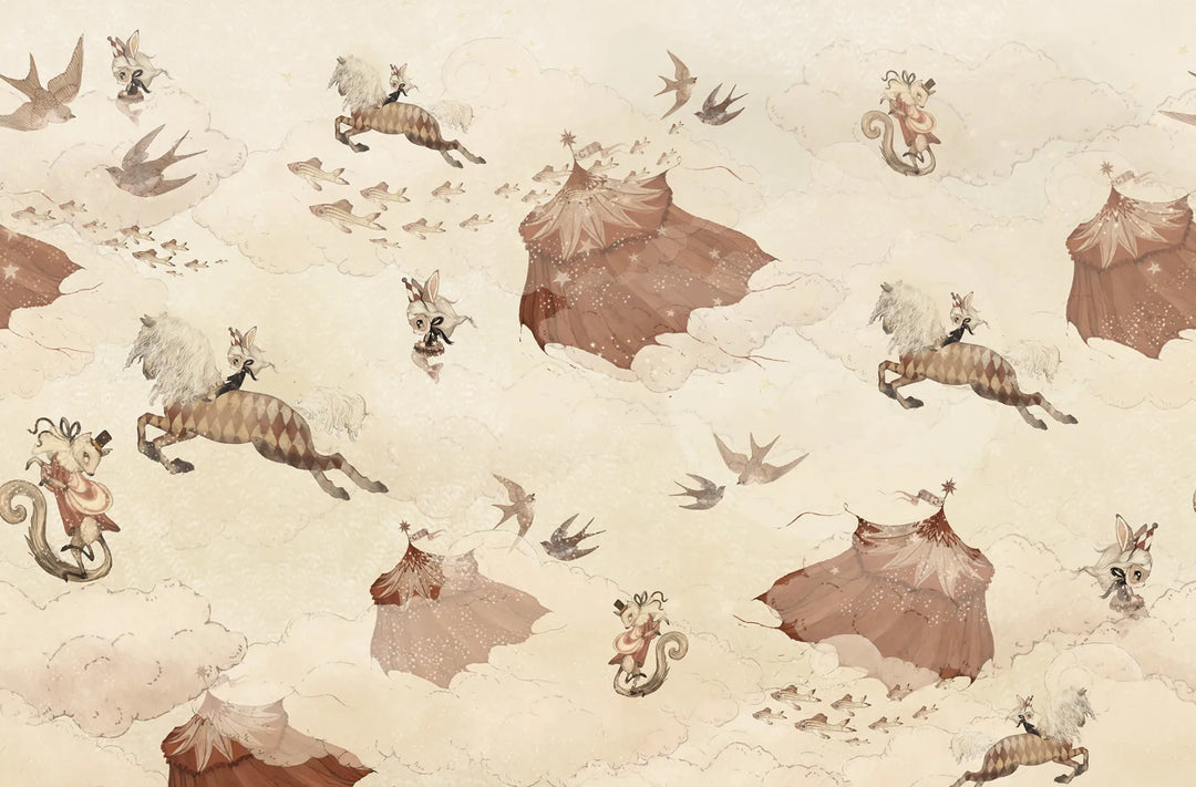 Individuelles Wandbild für Kinder - Flying Circus Sandy White