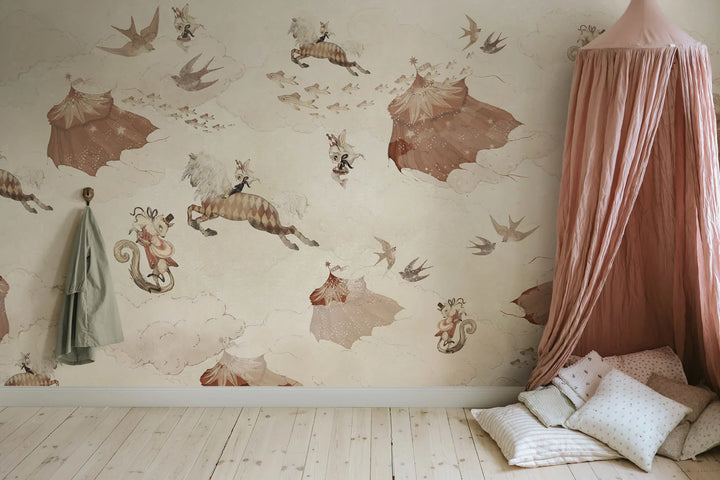Individuelles Wandbild für Kinder - Flying Circus Sandy White