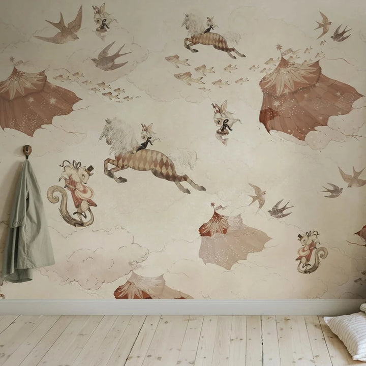 Individuelles Wandbild für Kinder - Flying Circus Sandy White