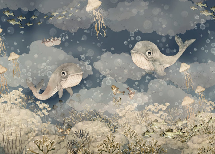 Kids Custom Wall Mural - Water Song Deep Blue