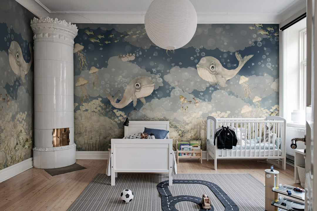 Kids Custom Wall Mural - Water Song Deep Blue