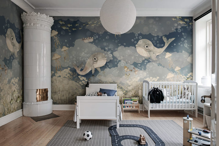 Kids Custom Wall Mural - Water Song Deep Blue