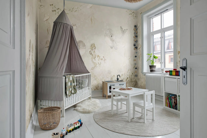 Kids Custom Wall Mural - Water Song Off White