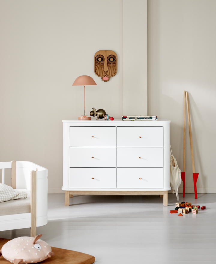 Oliver Furniture Nursery 6 Drawer Dresser (with changer top) - White/Oak