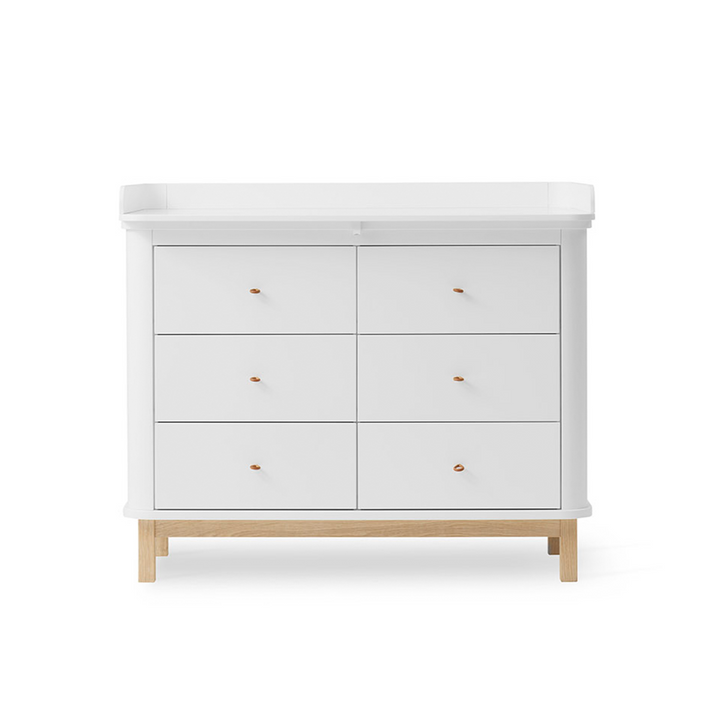 Oliver Furniture Nursery 6 Drawer Dresser (with changer top) - White/Oak