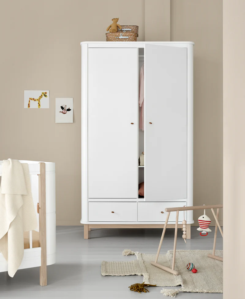 Oliver Furniture Wood Wardrobe 2 Door - White |Oak