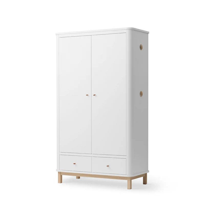 Oliver Furniture Wood Wardrobe 2 Door - White |Oak