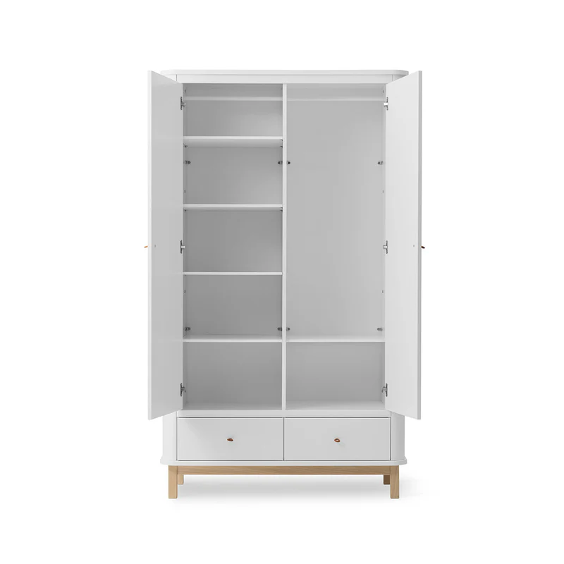 Oliver Furniture Wood Wardrobe 2 Door - White |Oak
