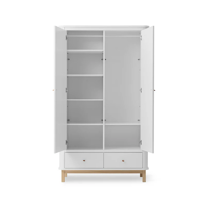 Oliver Furniture Wood Wardrobe 2 Door - White |Oak