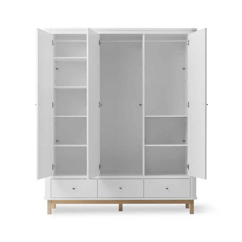 Oliver Furniture Wood Wardrobe 3 Door - White |Oak