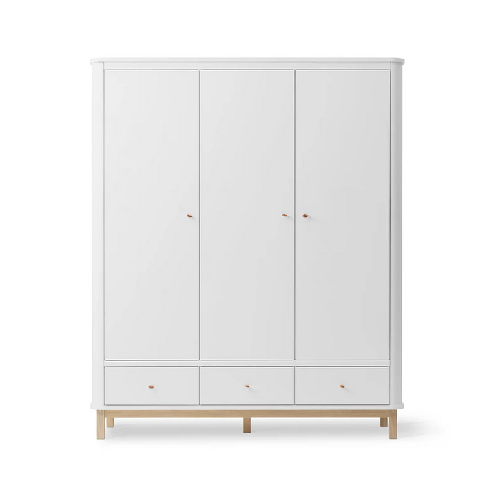 Oliver Furniture Wood Wardrobe 3 Door - White |Oak