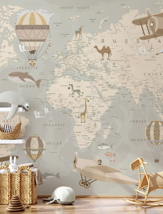 Individuelles Wandbild für Kinder - Entdecke die Welt