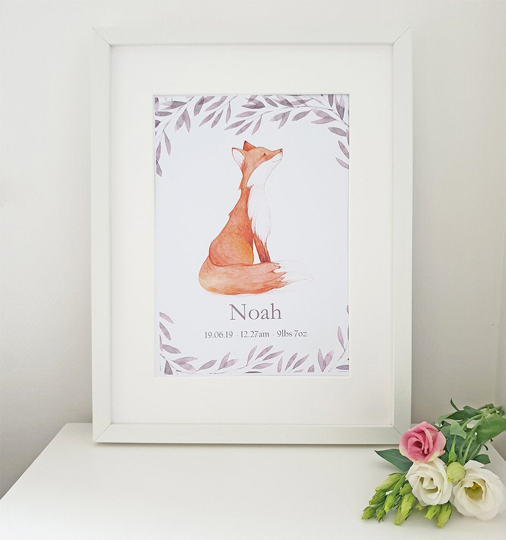 Cherish Me Baby Fox Personalised Print - Boy