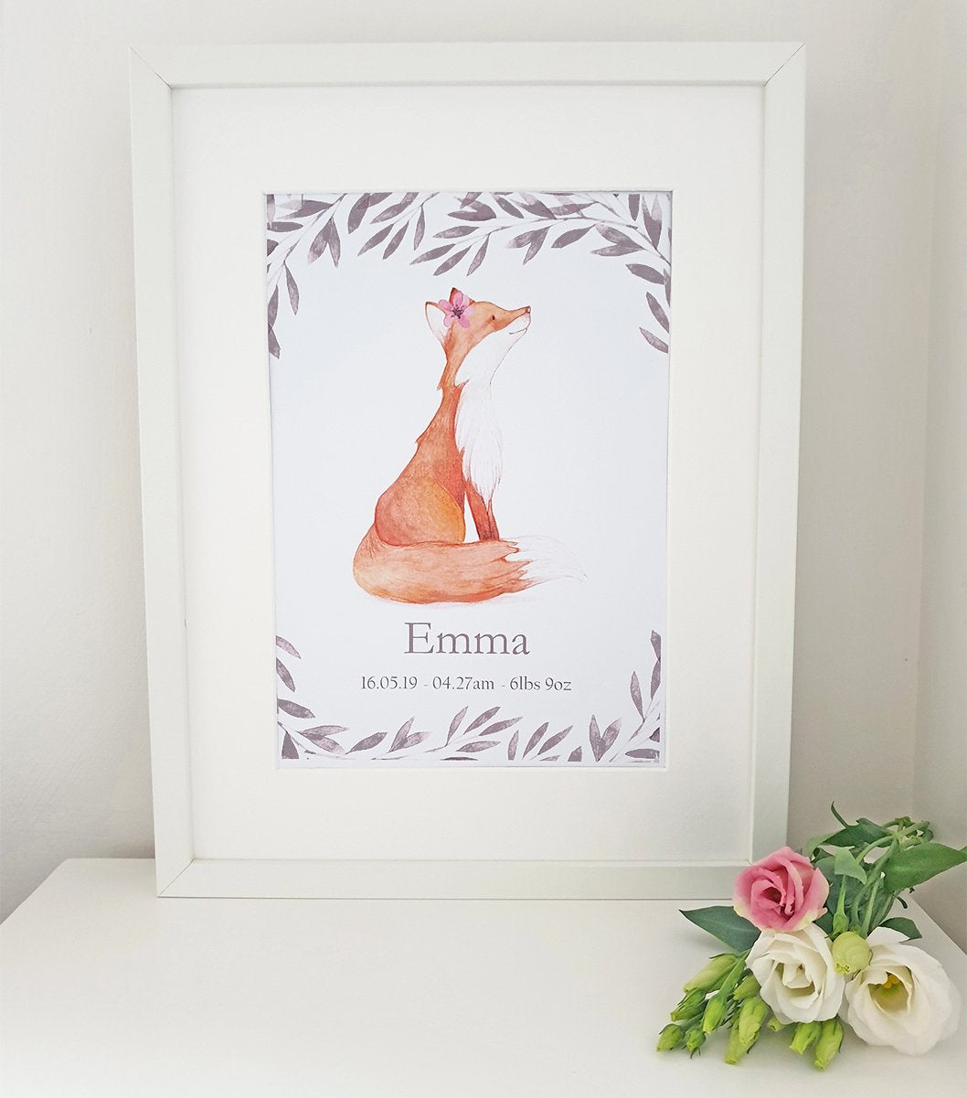 Cherish Me Baby Fox Personalised Print - Girl
