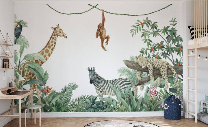 Kids Custom Wall Mural - Friends Of the Jungle