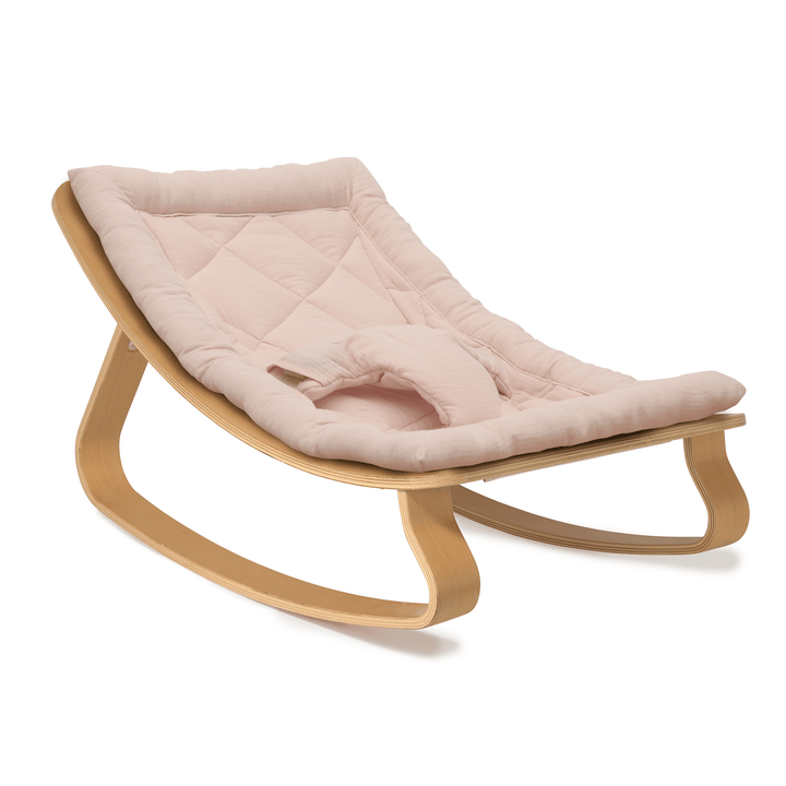 Charlie Crane Levo Babywippe – Buche + Kissen in Nude-Rosa
