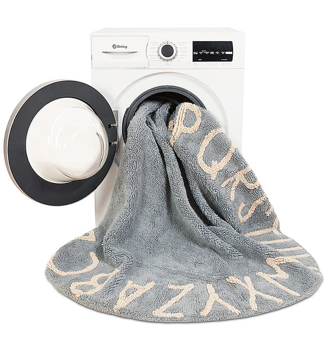 Tapis lavable en machine Lorena Canals - ABC Bleu/Naturel