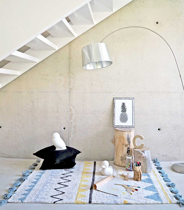 Lorena Canals Machine Washable Rug - Azteca Natural/Blue