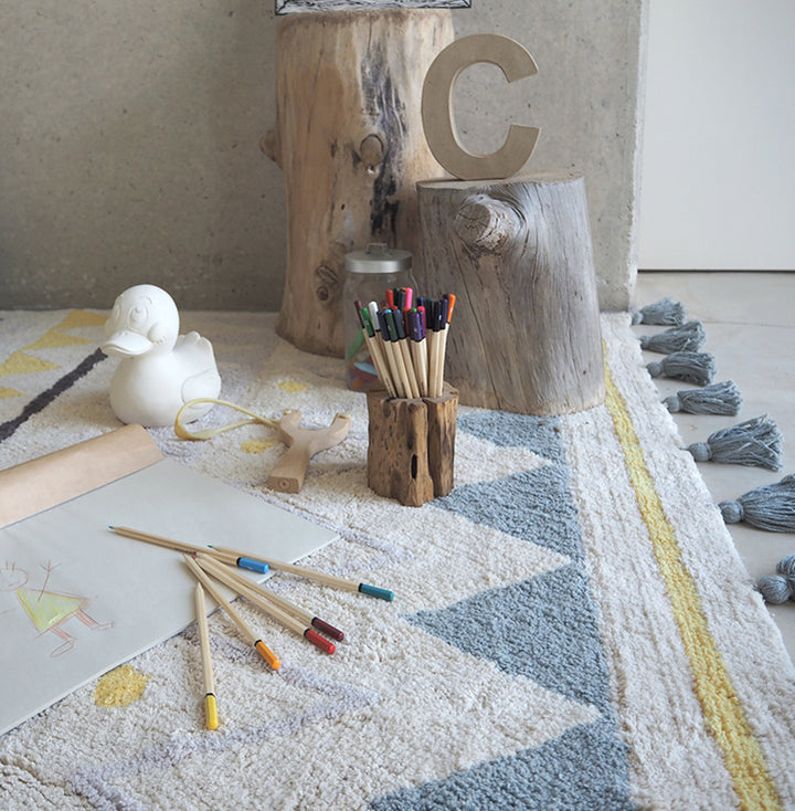 Lorena Canals Machine Washable Rug - Azteca Natural/Blue