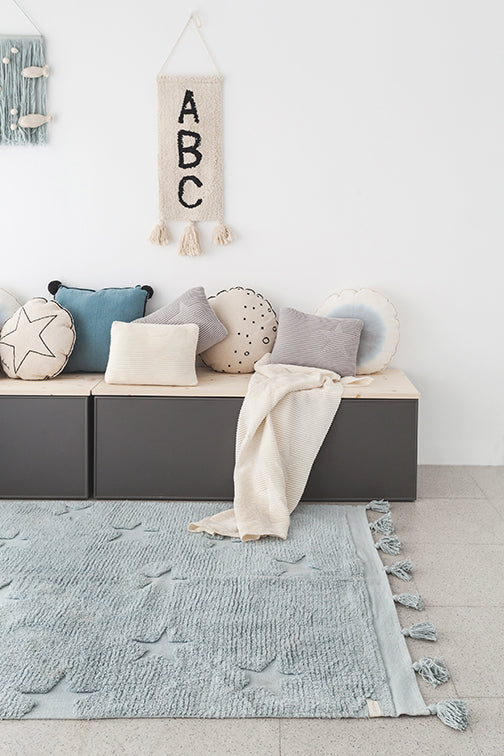 Lorena Canals Machine Washable Rug - Hippy Star Aqua Blue