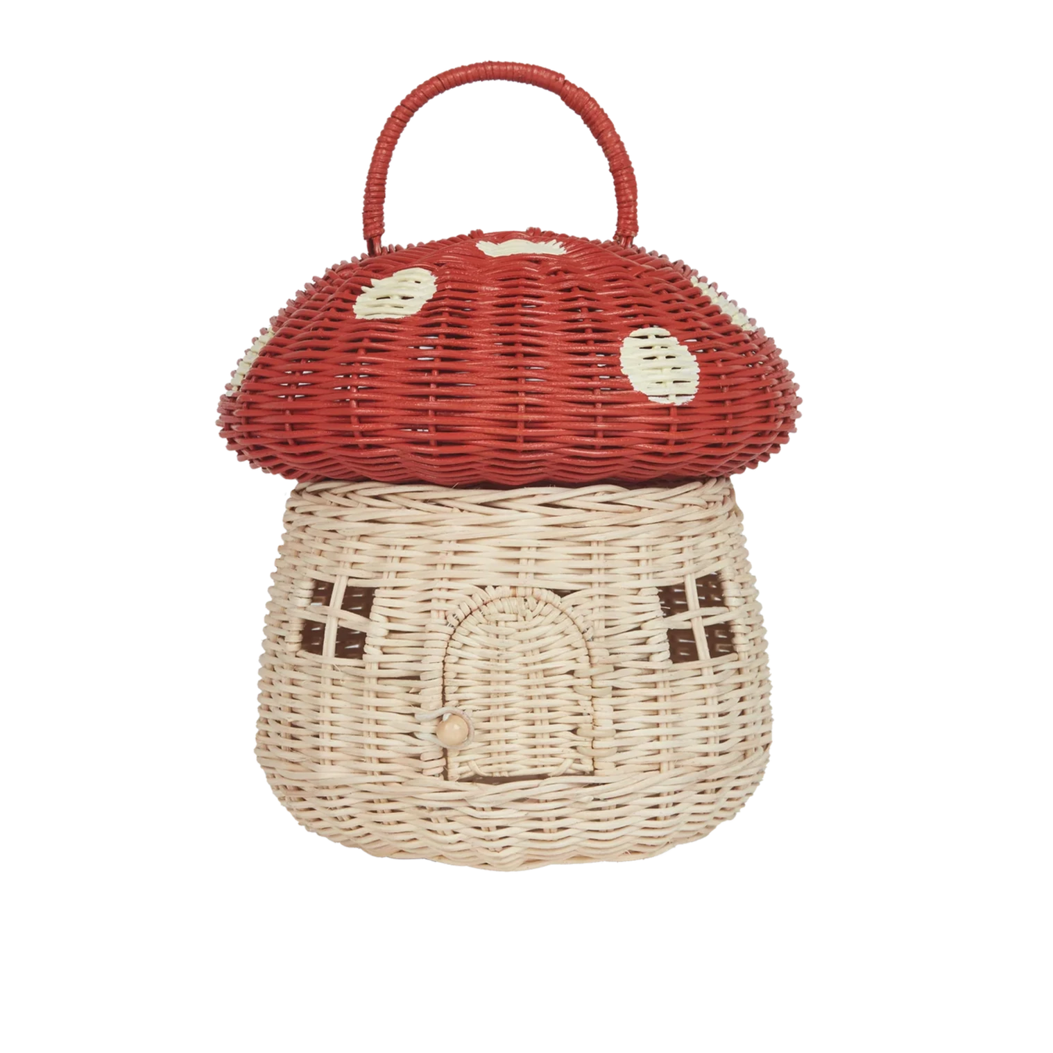 Olli Ella Rattan Mushroom Basket Red Josh & Jenna