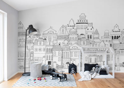 Kids Custom Wall Mural - London Houses